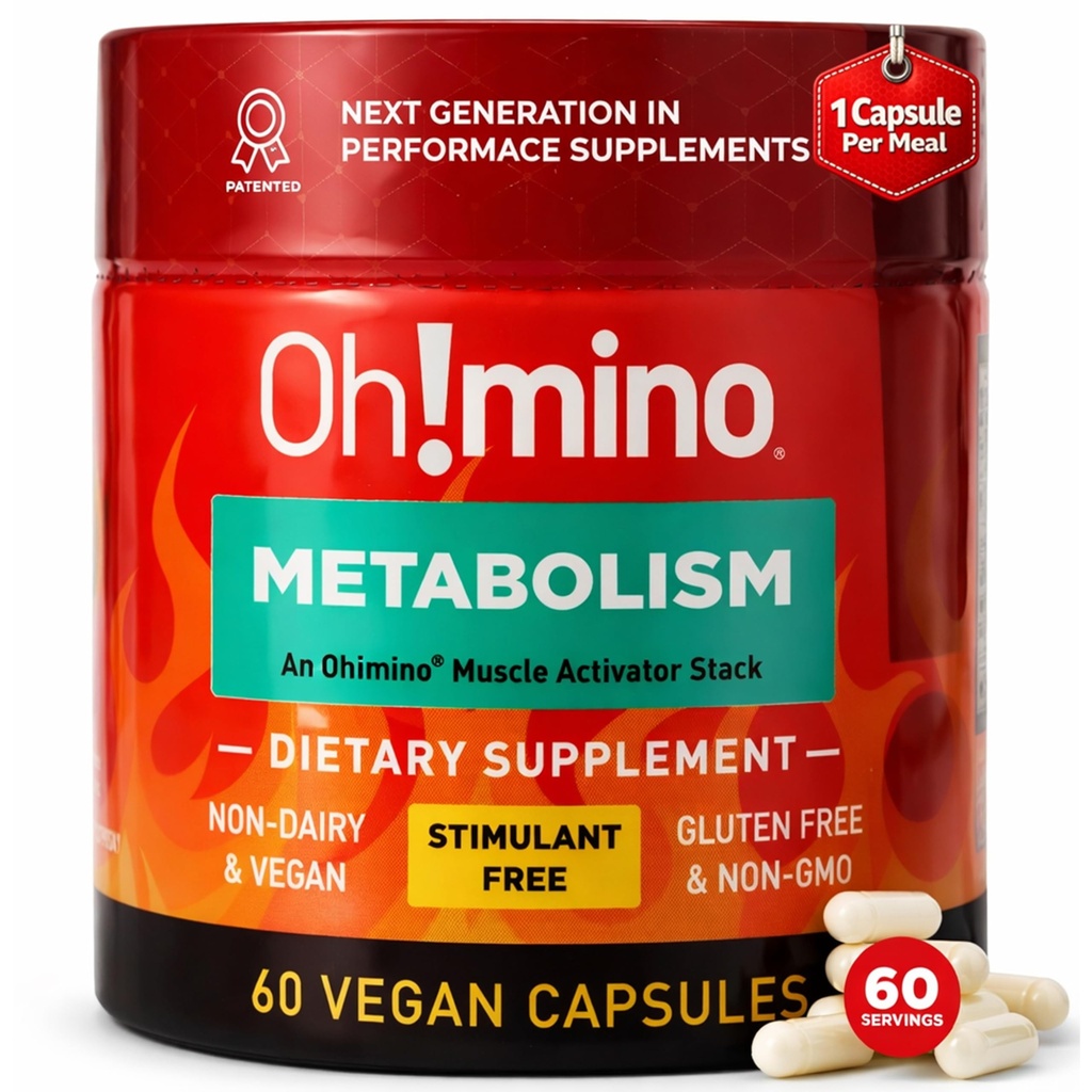 הו!mino Metabolism תמיכה תוסף עבור שומן יעיל כדי אנרגיה להדביק w / L-Carnitine, Phenylcapsaicin ו ויטמין B3 - non-Jitter, Stimulant-Free, טבעוני, non-Dairy כמוסות (60 משרתים)