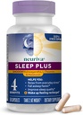 NEURIVA Sleep Plus עם 4in-1 הטבות - קלינית נבדקה Ashwagandha, L-theanine & Melatonin - להפחית מתח, Fall Asleep Faster, לשפר את איכות השינה, להתעורר מרעננים*, 58ct קפסולות