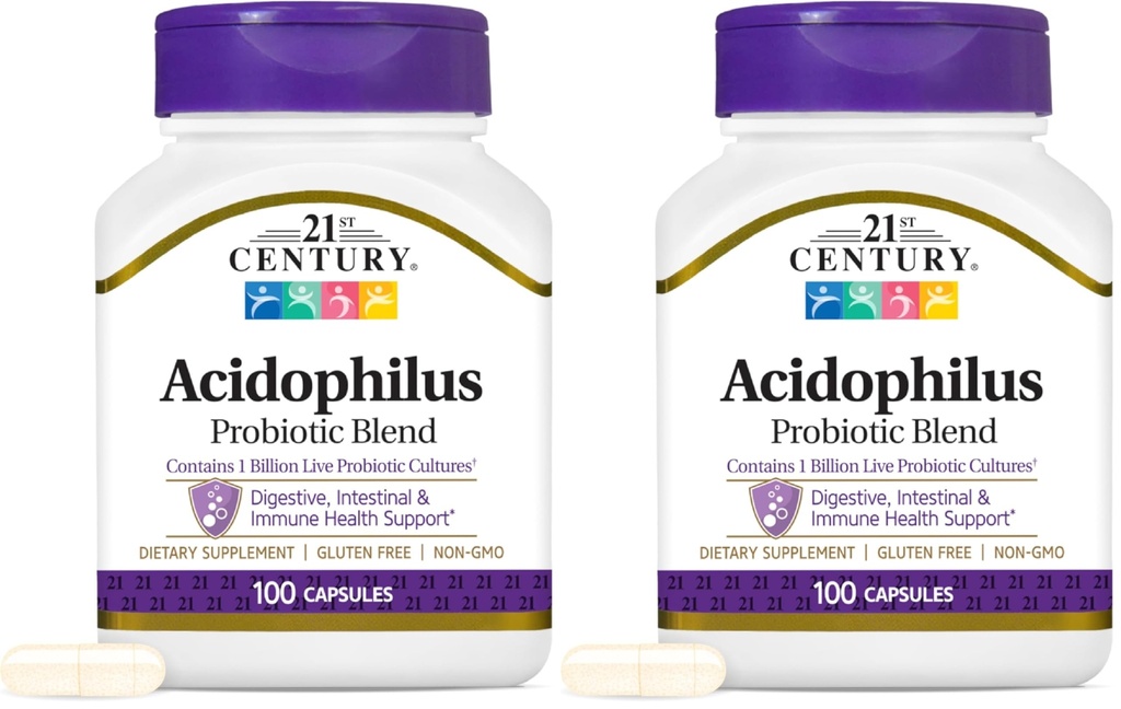 המאה ה-21 Acidophilus קפסולות, 100 הרוזן (21339) (Pack of 2)
