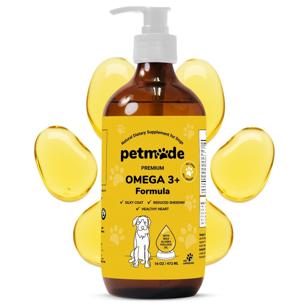 אומגה 3 שמן דגים לכלבים Skin ו-Kelta - Wild אלסקהn Pollock Oil for Itchy Skin- אומגה 3 Fatty Acids for Dogs - נוזל EPA & DHAs - עם Zinc, ויטמין C, B2, B7 & E - 16 Fl Oz Oz עוז