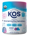 KOS Energyzing Blue Spirulina - USDA מוסמך אורגני - ויטמין B, Ashwagandha, גינזנג, הסתגלות, ביוטין - אבקת טרום עבודה טבעוני - Caffeinated, בריבדורד, 28 משרתים