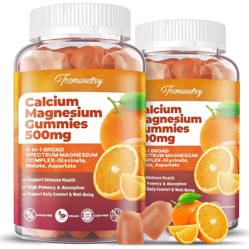Calcium Magnesium תוסף חניכיים למבוגרים: Calcium Citrate 600 מ"ג עם ויטמין D3 & K2 עבור נשים - תמיכה B0ne כוח, Better Zzz, השרירים, האנרגיה והחיסון (120 Count)