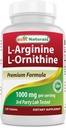 Best Naturals L-Arginine L-Ornithine - 1000 מ"ג לשרת - 120 טבליות - Non-GMO & Gluten Free (120 Count)