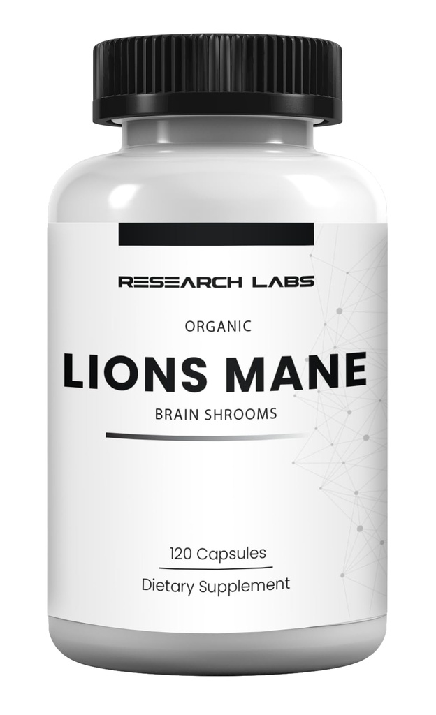 מעבדות מחקר אורגני Lions Mane תוספי קפסולות, 120 קפסולות w / Patent LitropaneTM, Immune System Booster & Nootropic המוח תומך Mushroom. 18,000 מ"ג
