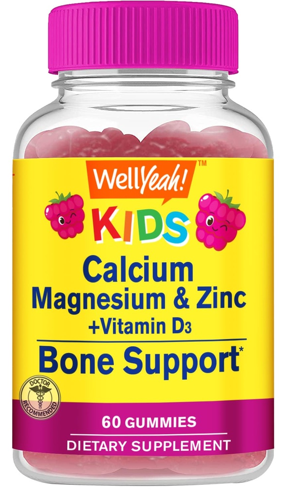 Calcium של הילד, Magnesium, Zinc + ויטמין D3 מסטיקנים על ידי WellYes | Bone, השרירים ו- Nerve Health Support, Immune Support for Men and Women