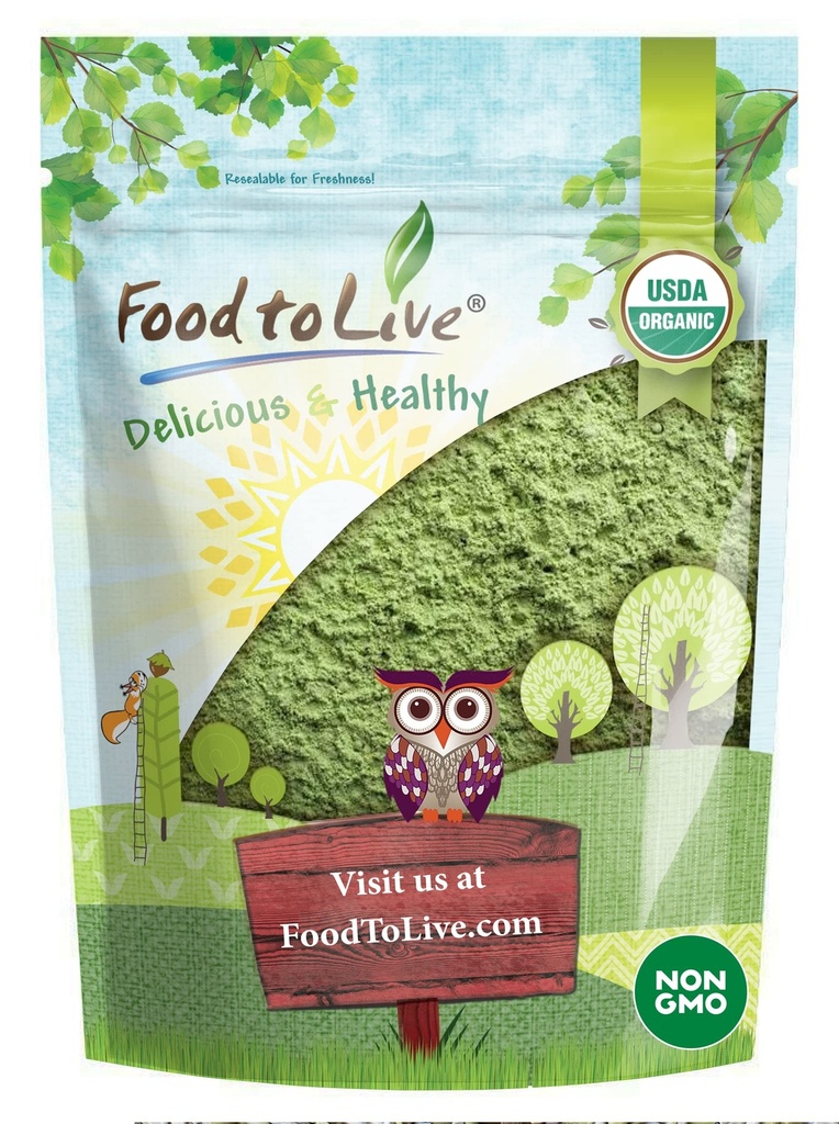 מזון לחיות אבקת חיטה אורגנית, 1 פאונד - non-GMO, Whole-Leaf, Raw, non-Irradiated, Pure, טבעוני Superfood, Bulk, Great for Juice, Rich in סיבים, Chlorophyll, Fatty Acids ומינרלים