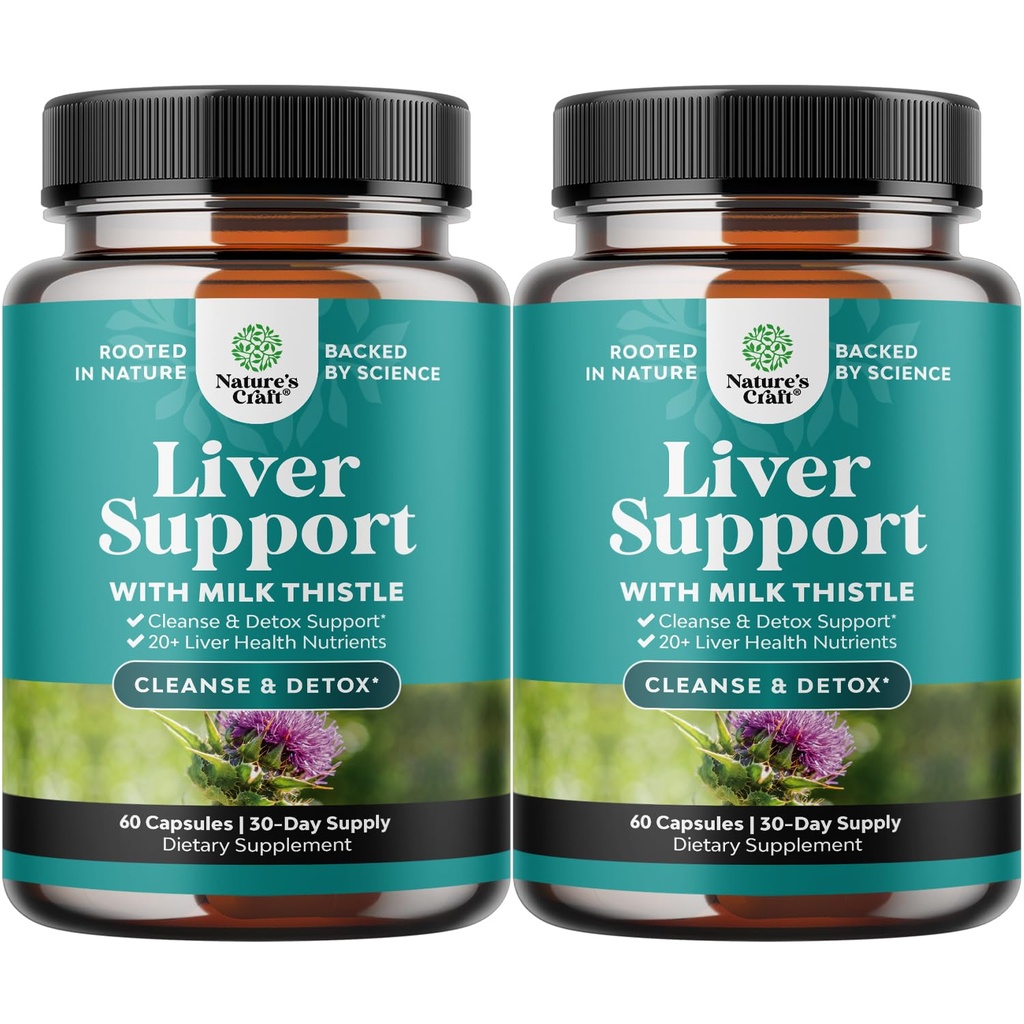 Natures Craftr Cleanse Detox & תיקון 2 Pack Bundle - Herbal Liver תומך חלב תוספת של Silymarin Milk Thistle תוספי עם Dandelion Root, Choline, Beetroot & Artichoke לחלץ את תמצית תמצית החלב