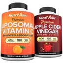 מזון מזינים Premium Apple Cider Vinegar כמוסות & Liposomal ויטמין C תוסף Bundle: High-Absorption ויטמין C קפסולות ו-Apple Cider Vinegar תוספי Bundle for Immune Defenses & Gut Health