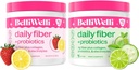 Belli Welli Daily סיבים תוסף Duo - Strawberry Lemonade & Cucumber Lime Mint - עם Collagen, Probiotics & Electrolytes - רעננים עבור איזון בריאות - 32 המשרתים Total המשרתים