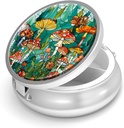 גלולת גלולת גלולות 3 עבור Purse & Pocket Mini Metal Pill Holder Travel Piller מכיל גלולותer כדי להחזיק תוספי ויטמינים BPA חינם (Mushroom Forest)