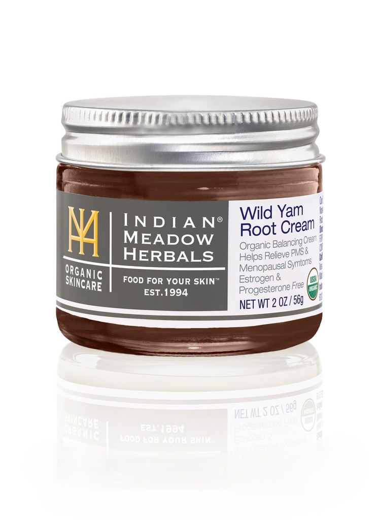 אינדיאני Meadow Herbals Wild Sea Root Cream (2oz) - USDA Certified Organic Balancing Cream for PMS & Menopause הקלה - Estrogen & Progesterone חינם. Handmade by USA. Woman'ed and Operated מאז 1994.