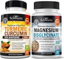כורכום Turmeric Curcumin עם Black Pepperפלט 1500 מ"ג מורכב (1 חודש אספקה) פלוס גבוה Absorption Magnesium Bisglycinate כמוסות (2 חודשים אספקה)