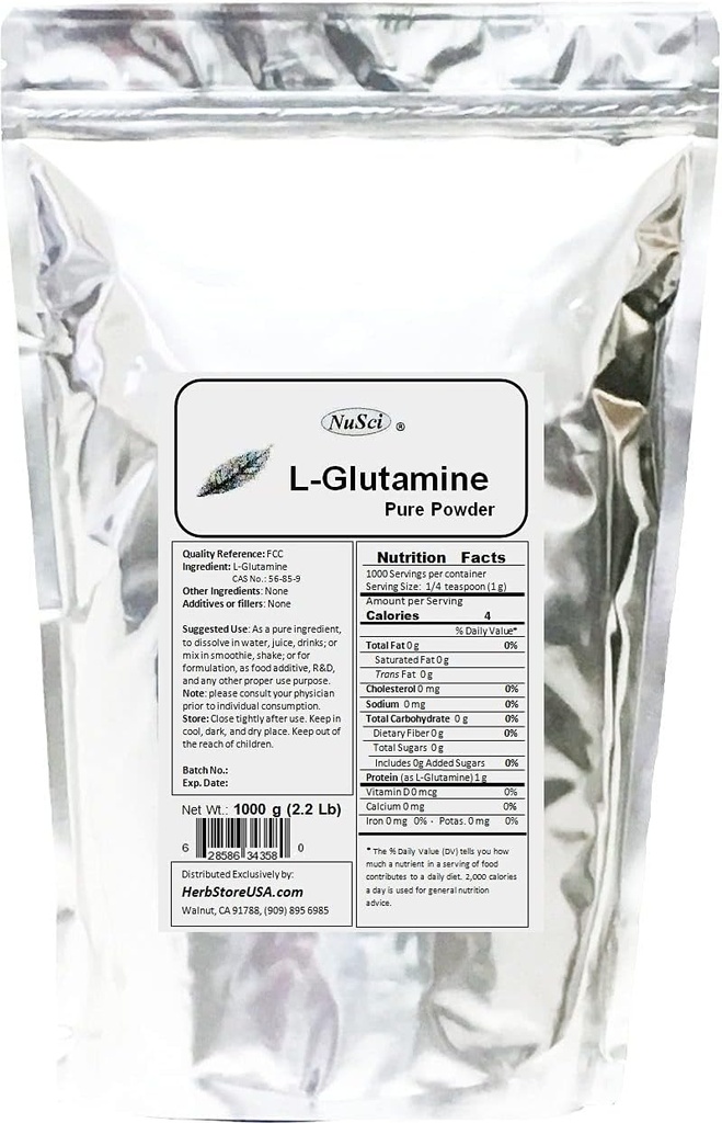 L-Glutamine אבקת 1000g (2.2 lb) FCC כיתה