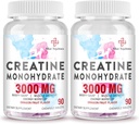 3000 MG Creatine Monohydrate עבור נשים וגברים, קראטין גלולות עם BCAA & hydrolyzed Collagen Creatine צ 'יפס טבליות עבור ביצועים & התאוששות, כוח, פרי הדרקון, 180 טבליות