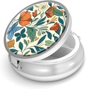 גלולת גלולת גלולות 3 עבור Purse & Pocket Mini Metal Pill Holder Travel Piller מכיל גלולותer כדי להחזיק תוספי ויטמינים BPA-Free (Floral Pattern)