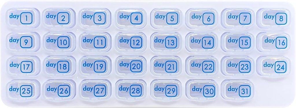 31 יום חודשי גלולות Box מארגנת Planner עם Daily Removable תרופות Pods, Great Travel Med Dispenser