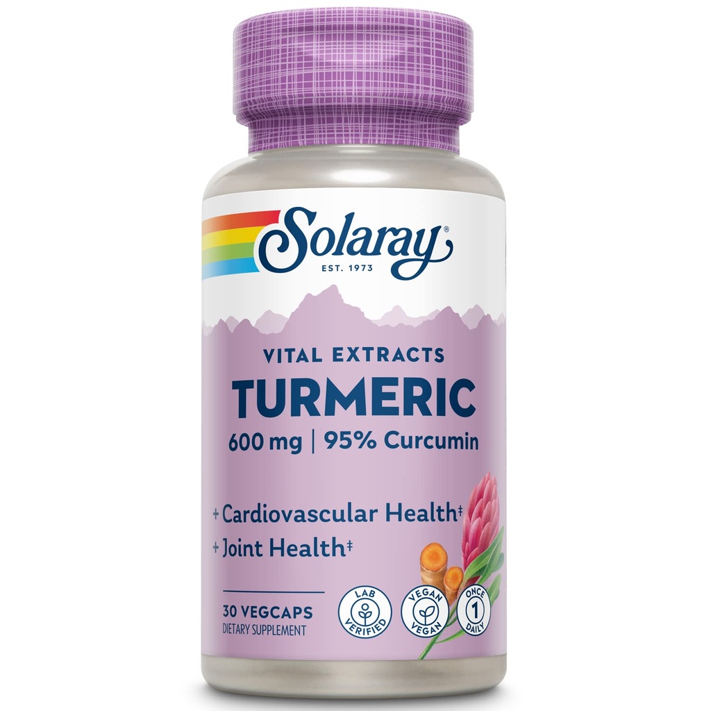 SOLAרי Turmeric תוסף 600 מ"ג - שורש Turmeric עם 95% Curcumin - תוספת תמיכה משותפת - בריאות משותפת, גליגול ותמיכה Liver, Non-GMO, טבעוני, Gluten Free, 60 ימים ערבות, 30 משרתות