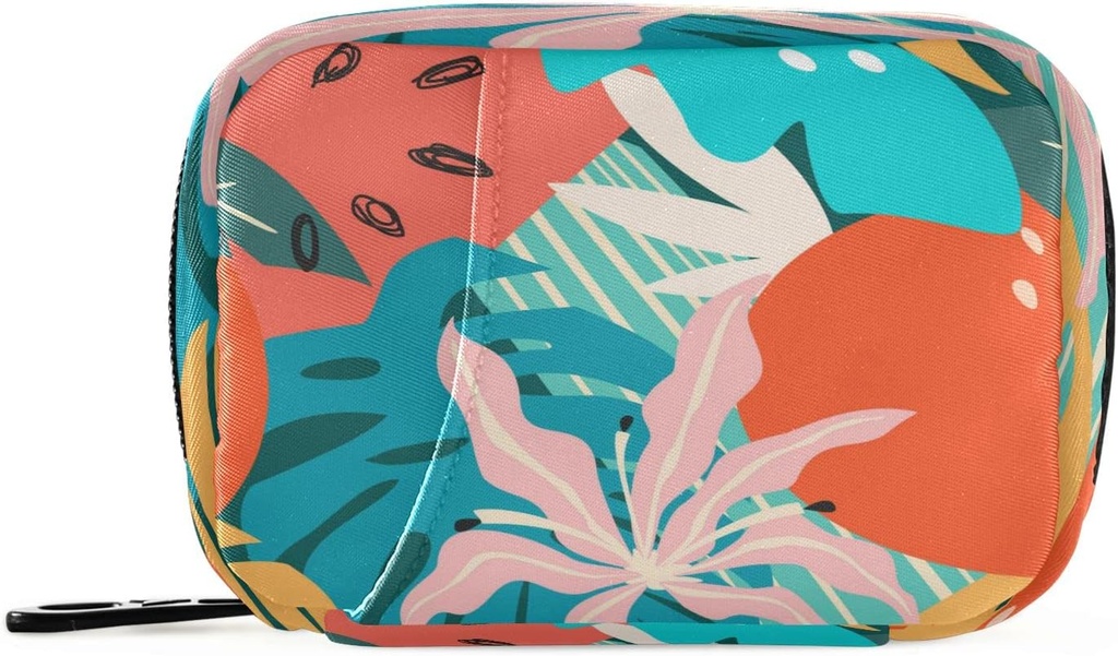 Naanle קריקטורה הוואי Floral Pill Box 7 Day Pill Case Bag Racinger Bag עם Zipper Portable Weekly Case Size קומפקטי עבור תוסף ויטמין Holder