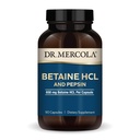 Dr. Mercola Betaine HCL & Pepsin - תוספת לתמיכה מזיקה עבור pH Balance - איידס מינרלים וחומרים מזינים - סיוע תזונתי - Non-GMO, Gluten-Free & Soy-Free - 90 קפסולות (30 משרתים)