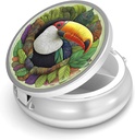 גלולת גלולת גלולות 3 עבור Purse & Pocket Mini Metal Pill Holder Travel Piller מכיל גלולותer כדי להחזיק תוספי ויטמינים BPA חינם (Toucan)