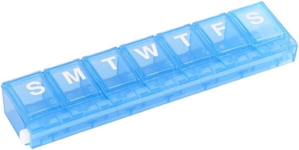 EZY DOSE Weekly (7-Day) Pill Case, Medicine Planner, ויטמין ארגן ויטמינים, השוואות קטנות להורדת תרופות מרשם מאובטחות ומניעת ספלת תאונות, צבע מאי Vary, BPA חינם