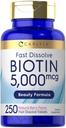 קרלייל ביוטין 5000mcg | 250 טבליות לדיסקלוט מהיר | Vegetarian, non-GMO, Gluten Free Supplement