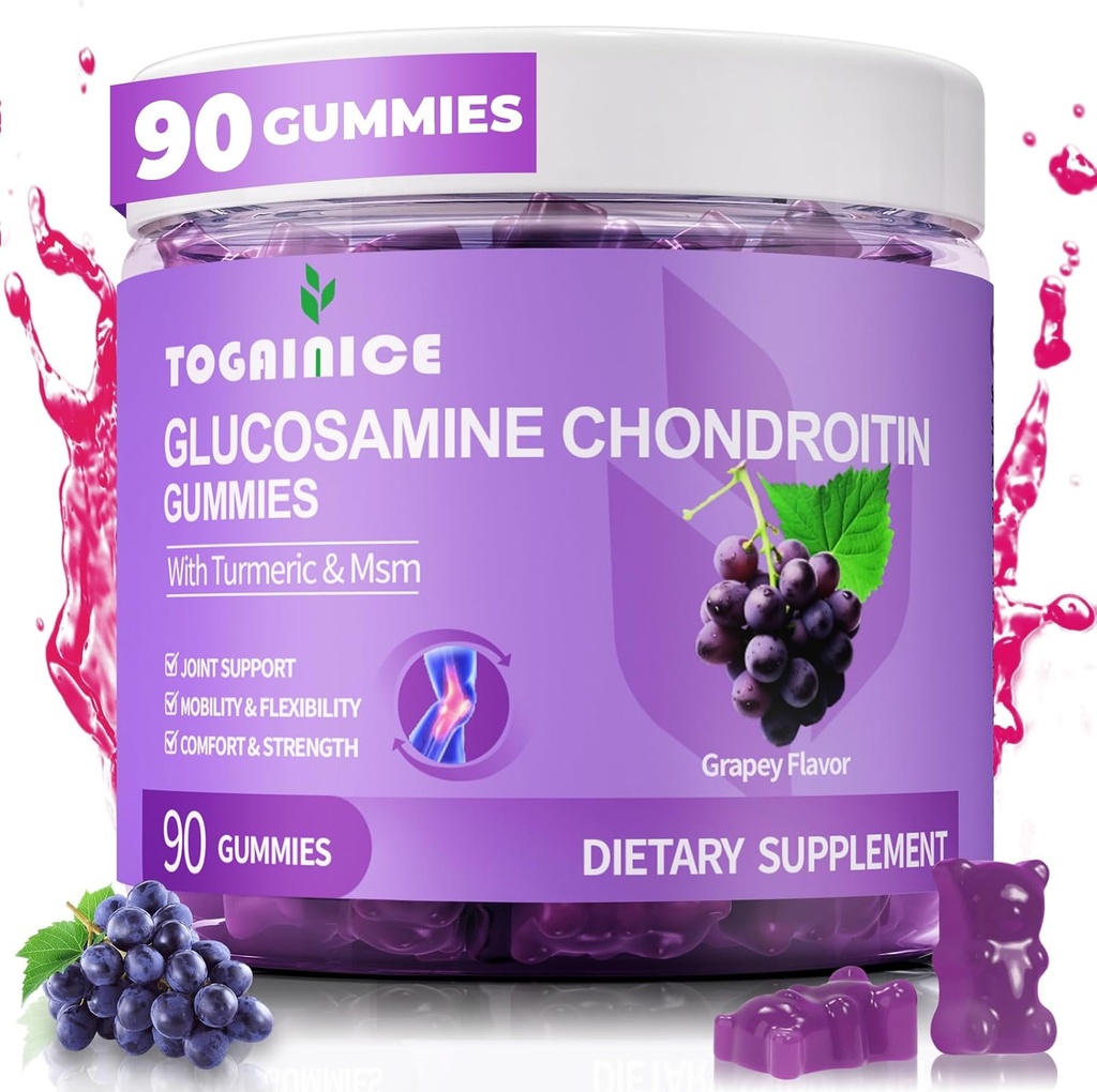 חניכיים תמיכה משותפת עם Glucosamine Chondroitin, סוכר חינם, 1500 מ"ג תוספת כוח עם MSM & Turmeric (90 Count)