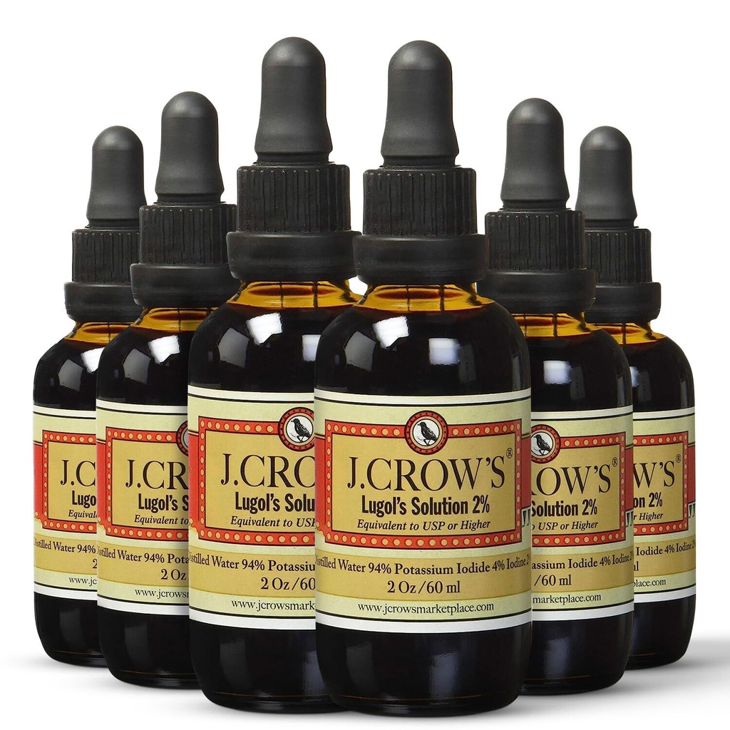 הפתרון של Iodine 2% 2 oz (6 בקבוקים) - Premium Iodine & Potassium Iodide נוזל, Gluten &, אלכוהול חינם טבעי תמצית, לא Expirationtion