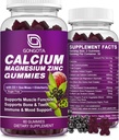 Calcium Magnesium Zinc עם ויטמין D3, גבוה Absorbent Calcium חניכיים עם 300 מ"ג Magnesium glycinate תמיכה העצם & שיניים, שרירים למבוגרים ומתבגרים,Sugar חינם, טבעוני 60 הרוזן הרוזן