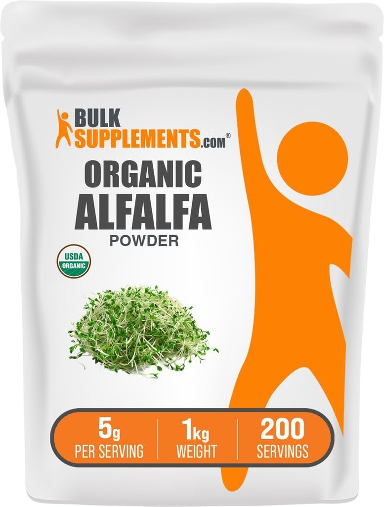 BulkSupplements.com אורגני אלפאפללה צמחית - תוספי אלפאפללה, אבקת סופר ירוק - טבעוני וגלוט חינם, 5g לכל משרת, 1kg (2.2 lbs) (Pack of 1)