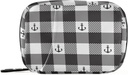 Black & White Plaid Anchor Pill Box 7 Day Pill Racinger Bag with Zipper Portable Weekly Case Index Size for ויטמין תוסף