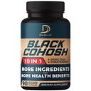 Black Cohosh תוסף - 3 חודשים עבור Menopause & Immune Health - תערובת של 12 פוטנט Herb כולל Dong Quai, Chasteberry, Wild Sea, Red Clover, Black Pepper ואחרים - 90 קפסולות טבעוניות