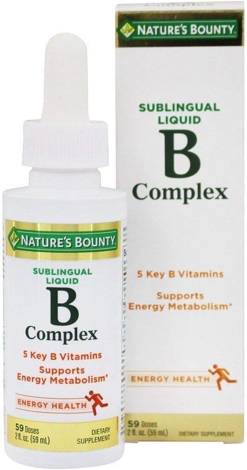 Nature's Bounty B Complex with B12 Sublingual נוזל מהיר Acting Dietary Supplement, 2 Fl Oz
