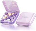 DUBSTAR Pill Case, Small Pill Box - Waterified Portable Daily Small Pill Case for Purseses Pocket Compact Travel Medicine Holder for Vietnams, Fish Oils,Supplements (4-Compartments, Purple)