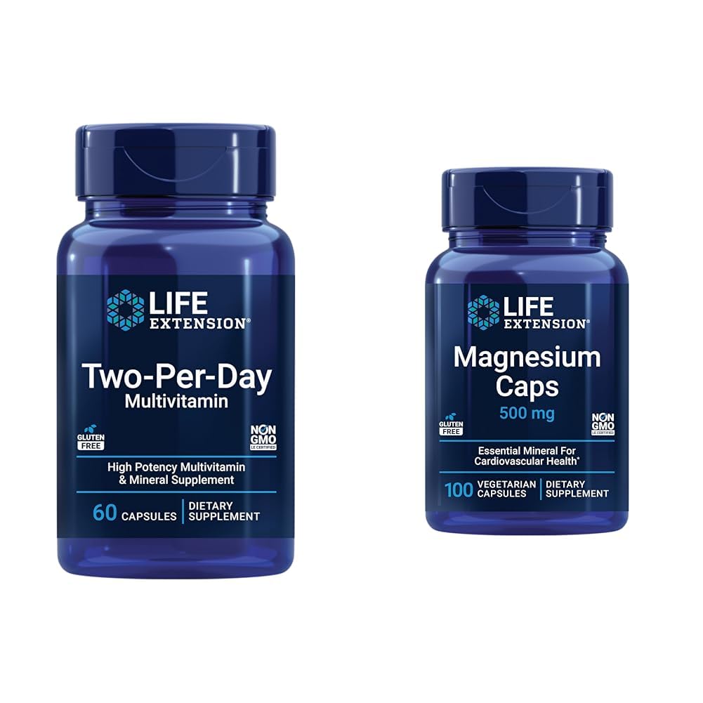 Life Extension Two-Per-Day Multivitamin עם ויטמינים C&D ומגנזיום קפסולות 500 מ"ג ללב, למוח, העצם, בריאות סלולרי