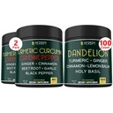 Bundle 7in1 Turmeric Curcumin & 6in1 Dandelion תוספת - תמיכה לב, עיכול בריאות מערכת החיסון