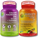 SUPPLEMENTS STUDIO Quercetin עם Bromelain, ויטמין C & Zinc + Plant-based Calcium, Magnesium, D3, K2 & Turmeric - 100% טבעוני תוספת בנדל עבור Immune & העצם תמיכה תמיכה תמיכה תמיכה
