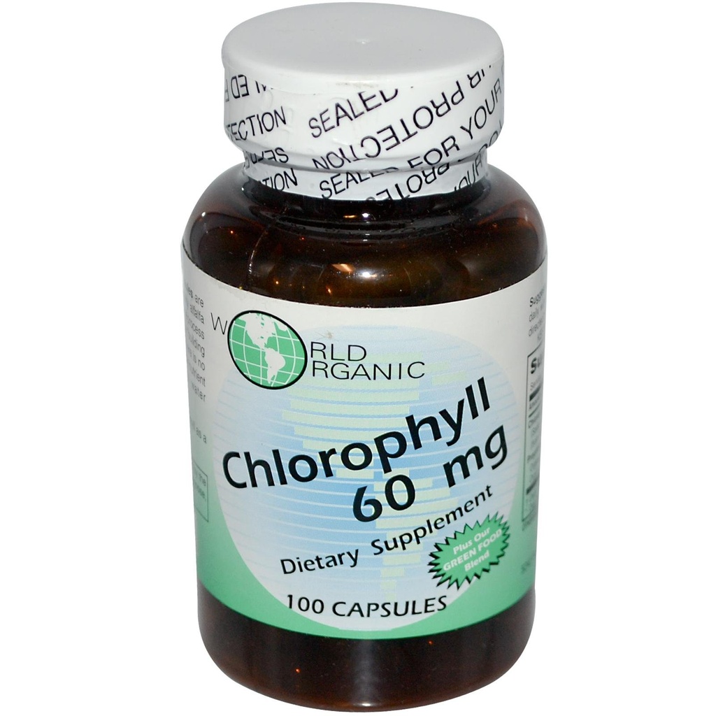 העולם אורגני Mega Chlorophyll, 100 מ"ג, קפסולות, 60 קפסולות
