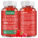 | High Absorption Calcium Magnesium Zinc Gummies, Sugar Free Calcium Magnesium Zinc תוסף עם D3 | עצמות ושיניים כוח | שרירים ותפקוד עצבי | Raspberry Flavor | 1 Pack