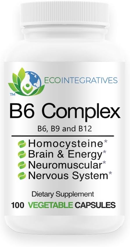 ויטמין B6 מורכב ויטמין B6, B9 Folate, B12 Methylcobalamin תומך Cardiovascular, Neuromuscular, Nervous System, Homocysteine, Energy, Blood Cell & Bone Health 100s