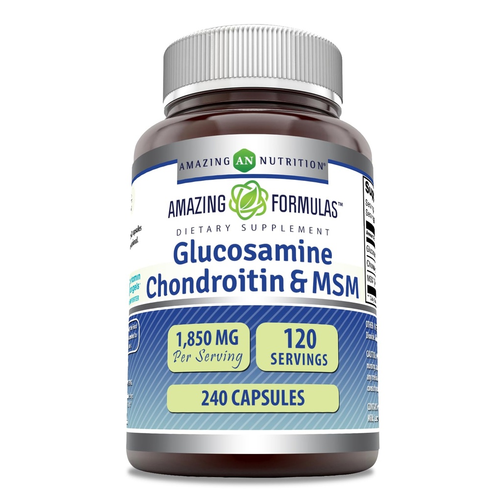 פורמולה מדהימה Glucosamine Chondroitin & MSM תוסף | 1850 Mg לשרת | 240 קפסולות | Non-GMO | Gluten-Free | Made in USA