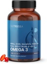 אומגה 3 - 2000 מ"ג שמן בלנדה (Krill, Cod & Salmon Oil) - 1175 מ"ג אומגה 3 (EPA, DHA & DPA) - EPEB Certified, 3Month אספקת - לב, מוח ותמיכה משותפת - 180 Halal Softgels