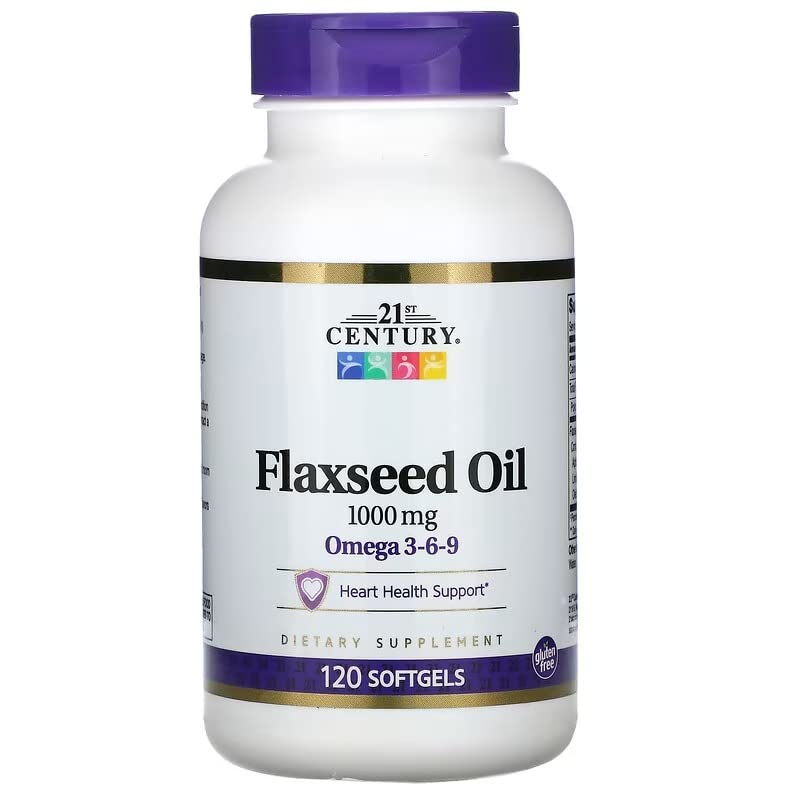 המאה ה-21 Flaxseed Oil 1000 מ"ג Softgels 120 Count (3 Pack)