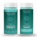 Iwi אומגה 3 Minis & Heart אומגה 3 Bundle, 30 משרתים, אלגה צמחית טבעונית המבוססת על Algae אומגה 3, קריל & Fish שמן אלטרנטיבי, No Fishy Aftertaste
