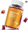 חניכיים Quercetin עם Bromelain, Elderberry, Echinacea, ויטמין C D Zinc - Immune System תומך 60 Counts Pure Quercetin Gummies לילדים ומבוגרים