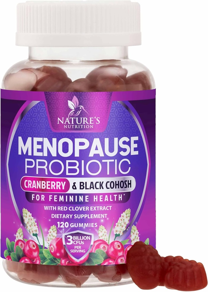 תוספי Menopause לנשים - 3 מיליארד CFU Natural Menopause הקלה עבור Mild Hot Flashes & Night Sweats, PH, Vaginal בריאות תמיכה Probiotics עבור נשים מסטיקמי, Probiotic תוסף - 120 חניכיים