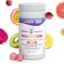Magnesium Citrate Gummies - סוכר חינם, טבעוני ו- non-GMO לשינה טובה יותר ולהרגעה - No Sugar אלכוהול - תוספת מגנזיום למבוגרים, בני נוער וילדים - פירות טרופיים - 240 צ'אדות