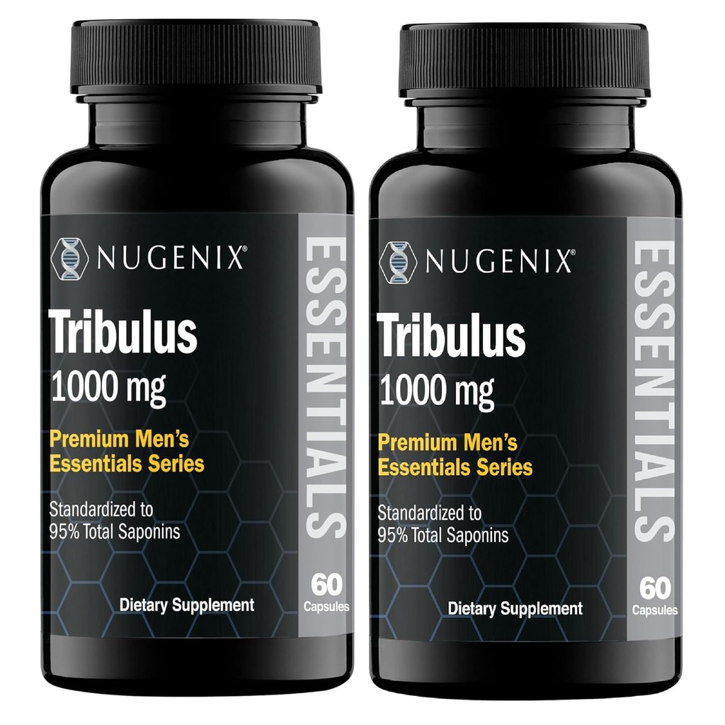 Nugenix Essentials Tribulus Terrestris for Men Extraction - 95% Total Saponins, 1000mg High Potency, תוספת כוח, 120 Count Count