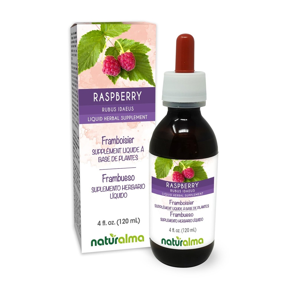 Naturalma Raspberry (Rubus idaeus) אלכוהול-חינם Tincture - 4 oz תמצית נוזלי טיפות - תוסף צמחי - טבעוני