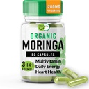 אורגני Moringa, Acent-Dense Antioxidant תמיכה עם ויטמין C, A, E, Calcium, Potassium, Iron, Magnesium, חלבונים ו Amino Acids עבור hydrtion & אנרגיה, טבעוני, 1200 MG Per משרת, 90 CT